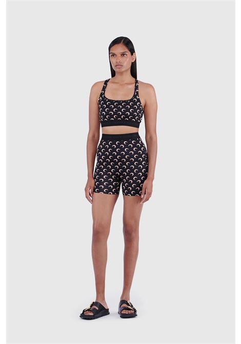 top moon printed jersey sports bra donna nero e tan MARINE SERRE | WUW055BCJER0001IT99